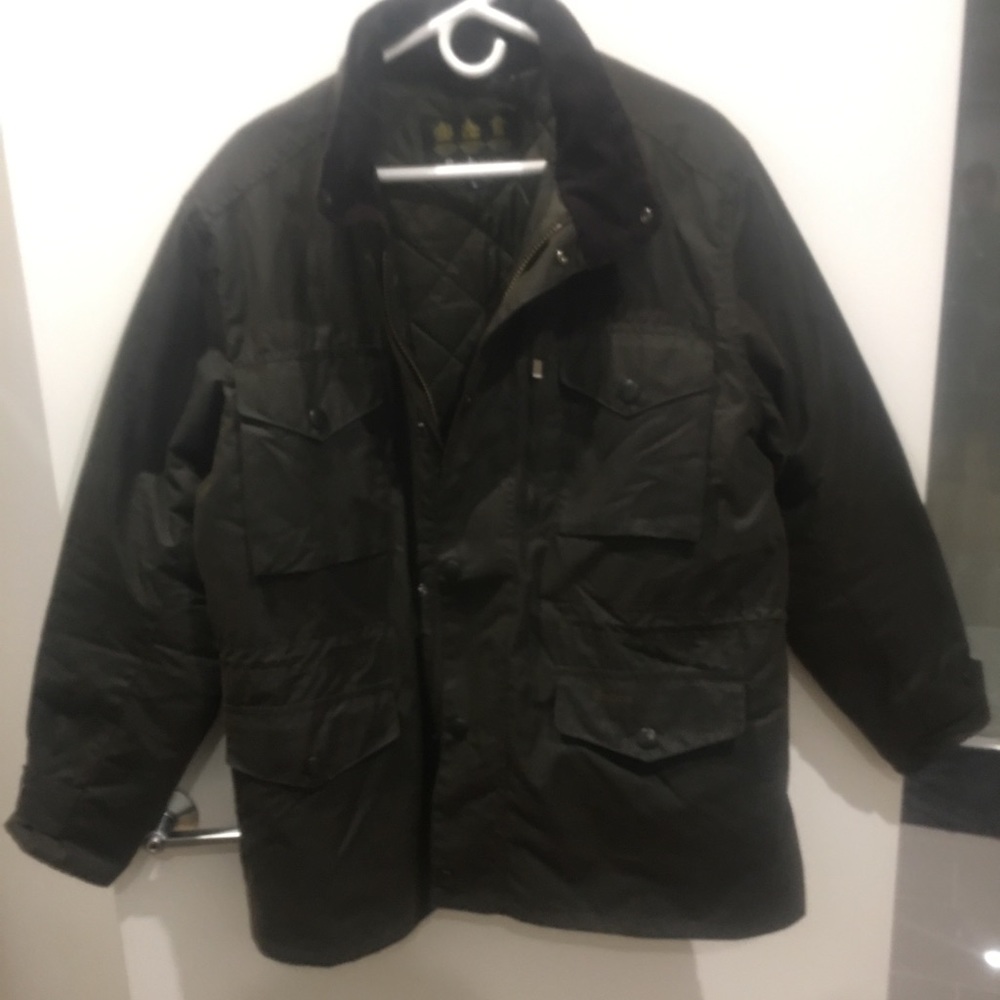 Barbour waxed heavy weight olive